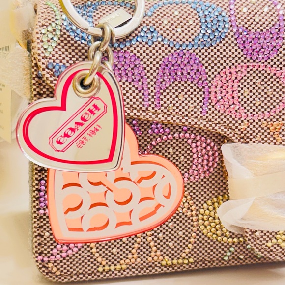 RARE Coach Y2K Poppy Heart Charm Keychain/ Bag Charm